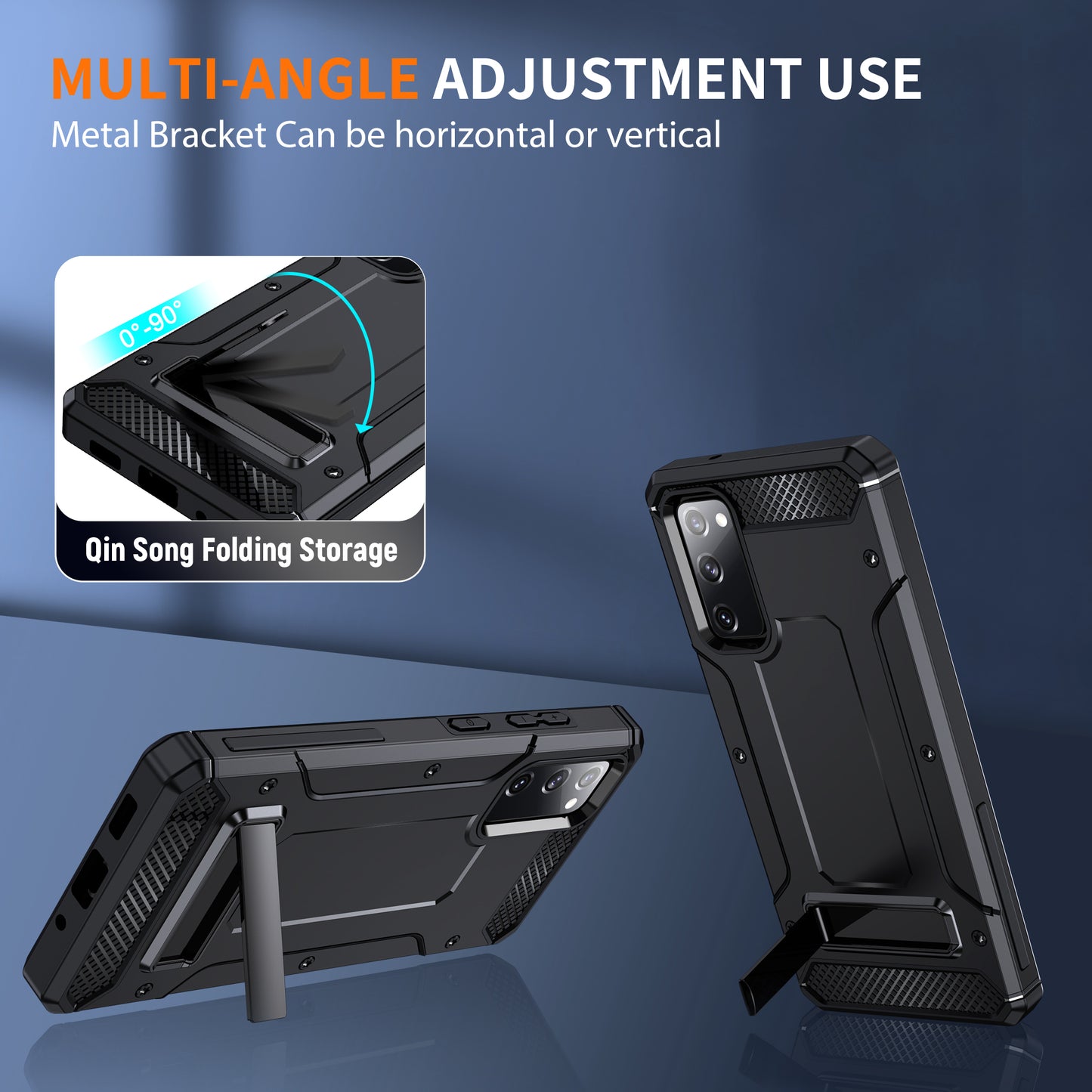 For Samsung Galaxy S20 FE / FE 5G / FE 2022 / S20 Lite Kickstand Case TPU+PC Dual Layer Protection Anti-drop Phone Cover