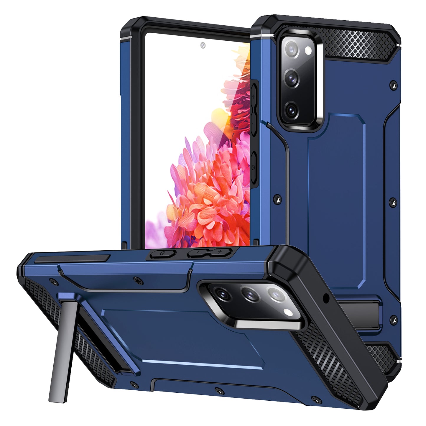 For Samsung Galaxy S20 FE / FE 5G / FE 2022 / S20 Lite Kickstand Case TPU+PC Dual Layer Protection Anti-drop Phone Cover