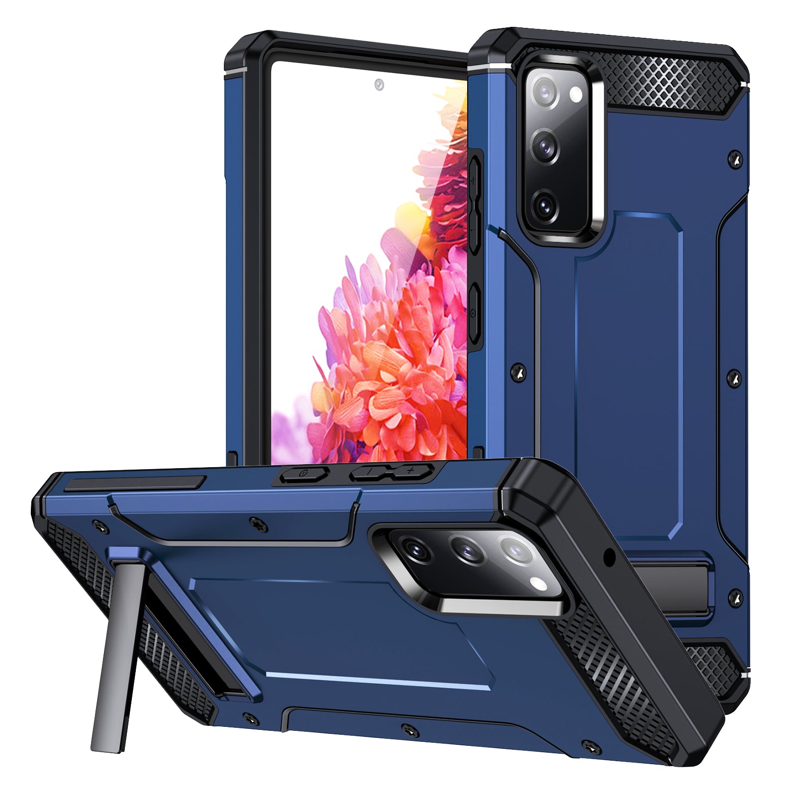 For Samsung Galaxy S20 FE / FE 5G / FE 2022 / S20 Lite Kickstand Case TPU+PC Dual Layer Protection Anti-drop Phone Cover