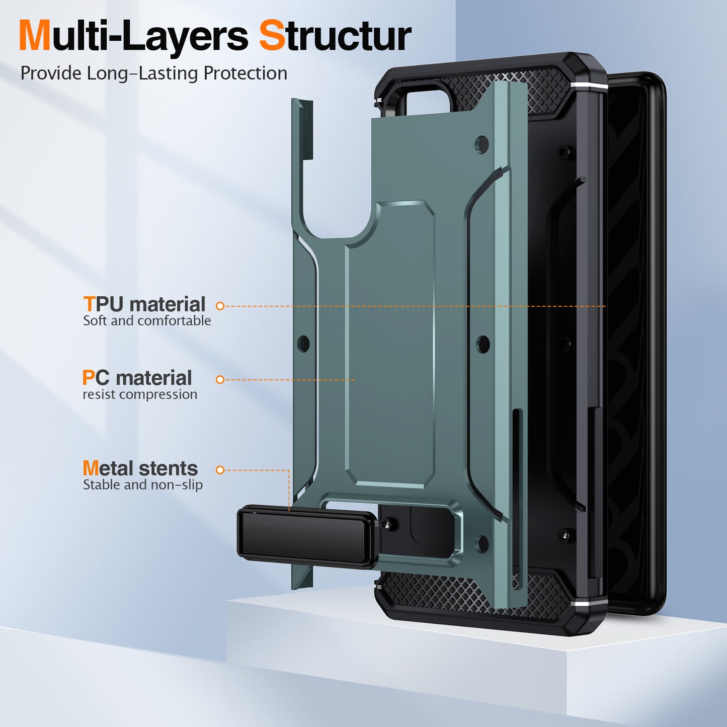 For Samsung Galaxy S20 FE / FE 5G / FE 2022 / S20 Lite Kickstand Case TPU+PC Dual Layer Protection Anti-drop Phone Cover