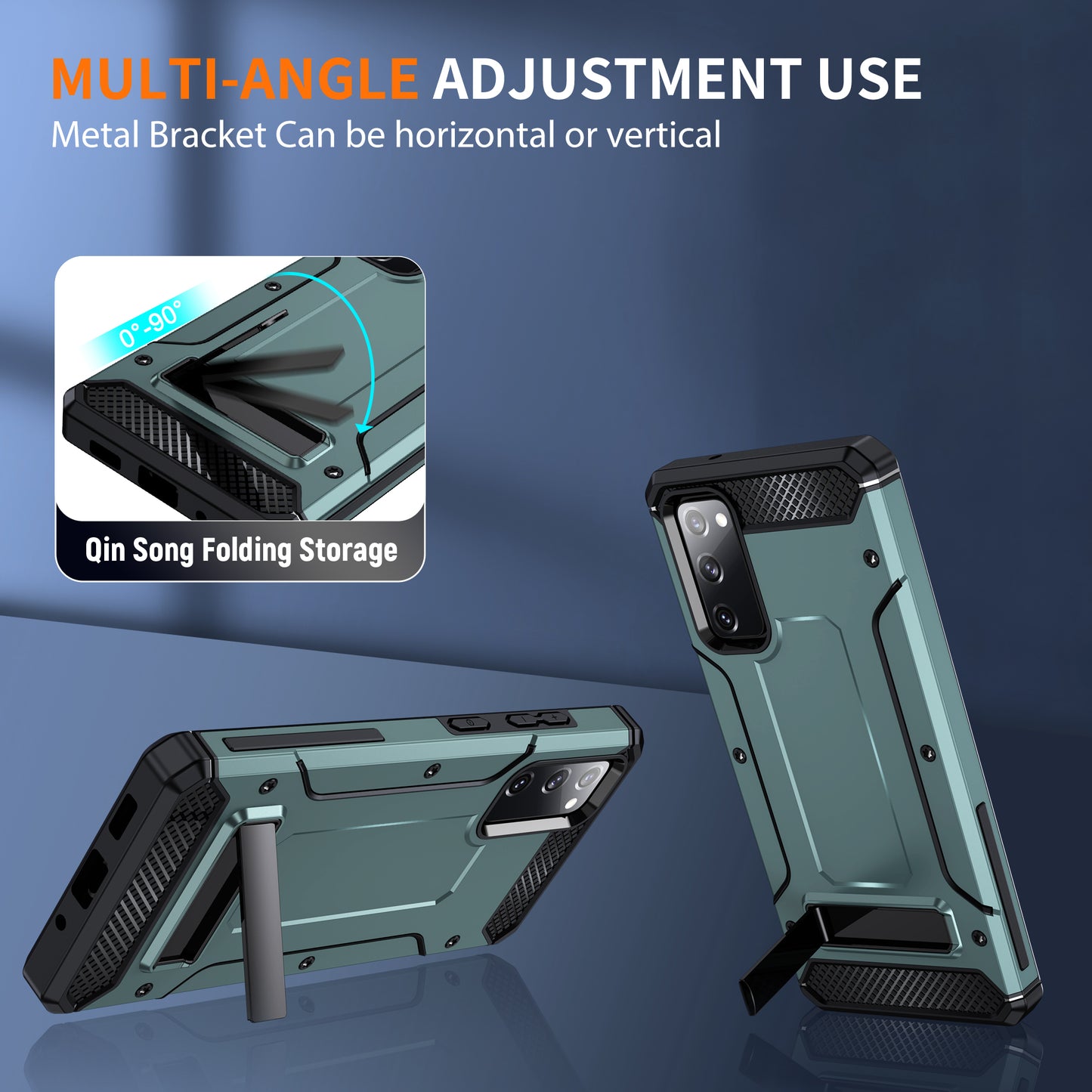 For Samsung Galaxy S20 FE / FE 5G / FE 2022 / S20 Lite Kickstand Case TPU+PC Dual Layer Protection Anti-drop Phone Cover