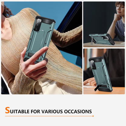 For Samsung Galaxy S20 FE / FE 5G / FE 2022 / S20 Lite Kickstand Case TPU+PC Dual Layer Protection Anti-drop Phone Cover