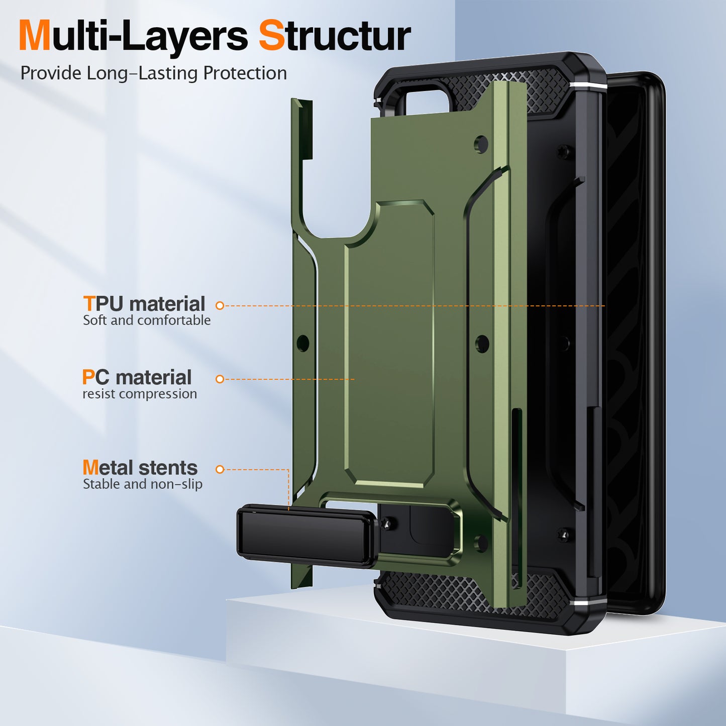 For Samsung Galaxy S20 FE / FE 5G / FE 2022 / S20 Lite Kickstand Case TPU+PC Dual Layer Protection Anti-drop Phone Cover