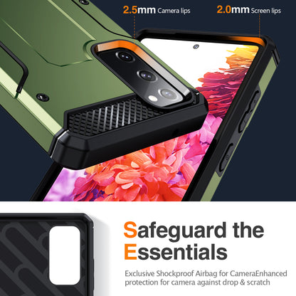 For Samsung Galaxy S20 FE / FE 5G / FE 2022 / S20 Lite Kickstand Case TPU+PC Dual Layer Protection Anti-drop Phone Cover