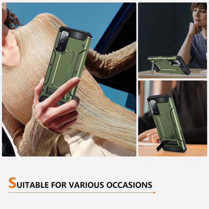For Samsung Galaxy S20 FE / FE 5G / FE 2022 / S20 Lite Kickstand Case TPU+PC Dual Layer Protection Anti-drop Phone Cover