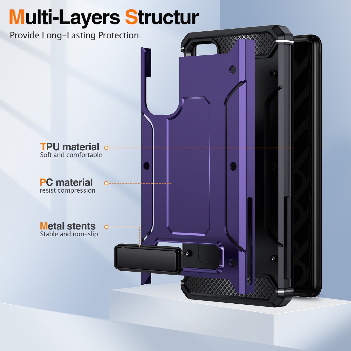 For Samsung Galaxy S20 FE / FE 5G / FE 2022 / S20 Lite Kickstand Case TPU+PC Dual Layer Protection Anti-drop Phone Cover