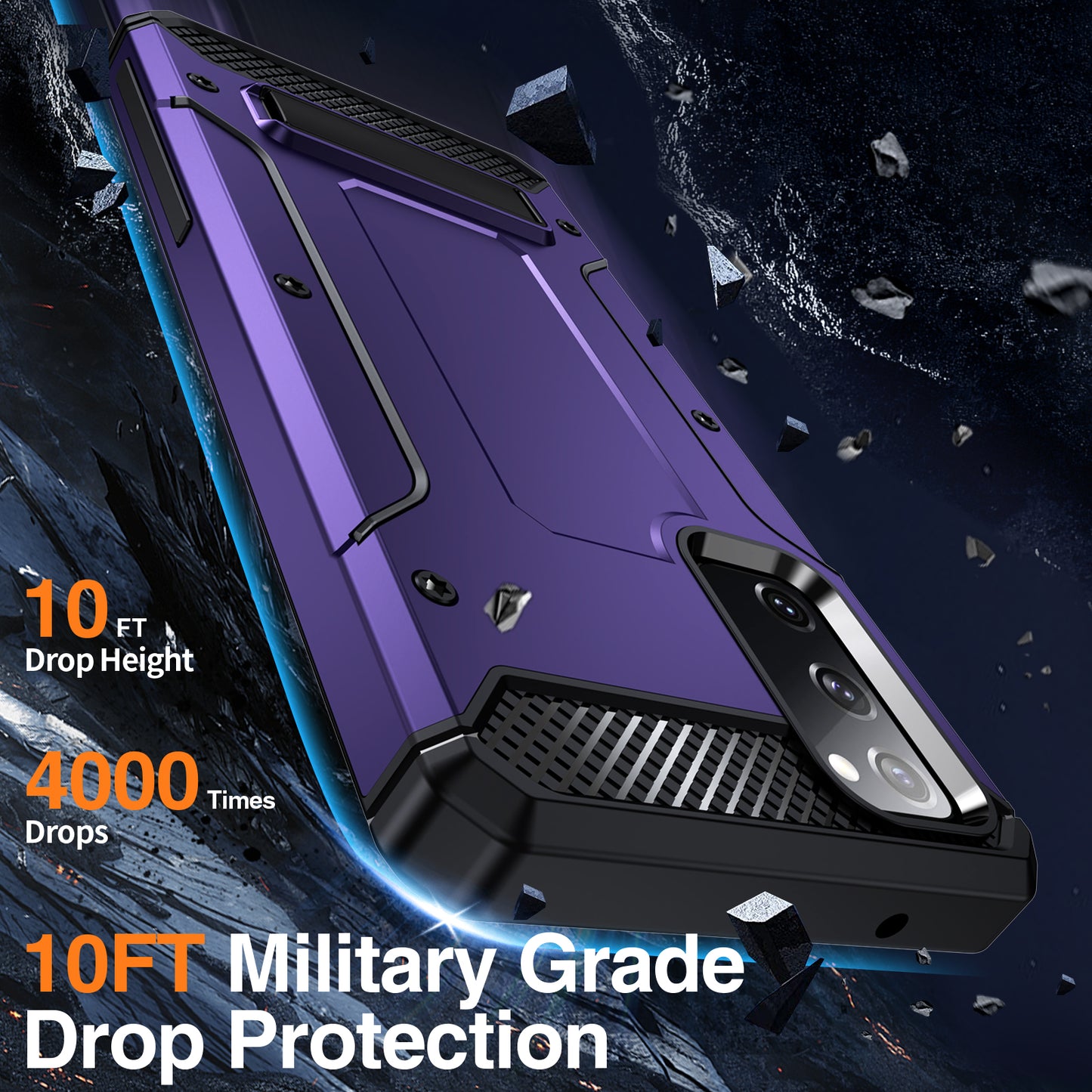 For Samsung Galaxy S20 FE / FE 5G / FE 2022 / S20 Lite Kickstand Case TPU+PC Dual Layer Protection Anti-drop Phone Cover