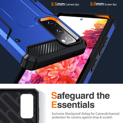 For Samsung Galaxy S20 FE / FE 5G / FE 2022 / S20 Lite Kickstand Case TPU+PC Dual Layer Protection Anti-drop Phone Cover