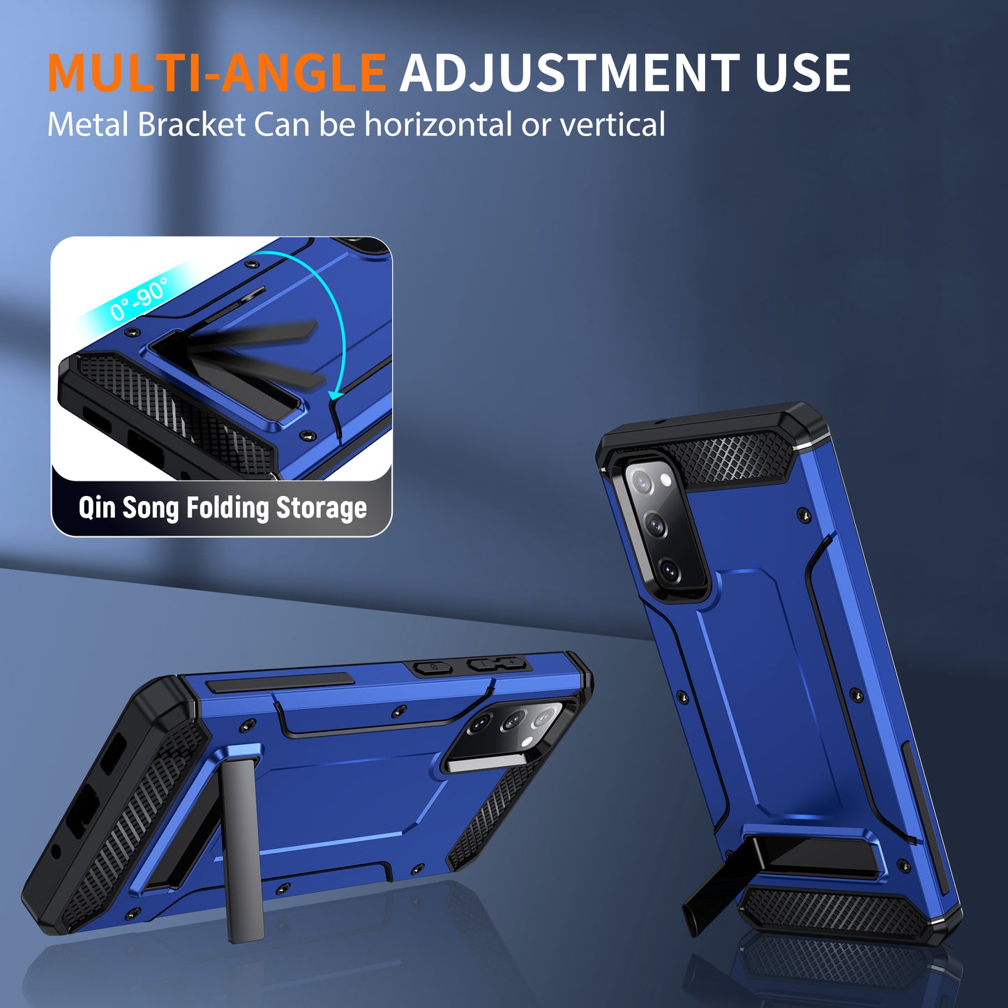 For Samsung Galaxy S20 FE / FE 5G / FE 2022 / S20 Lite Kickstand Case TPU+PC Dual Layer Protection Anti-drop Phone Cover