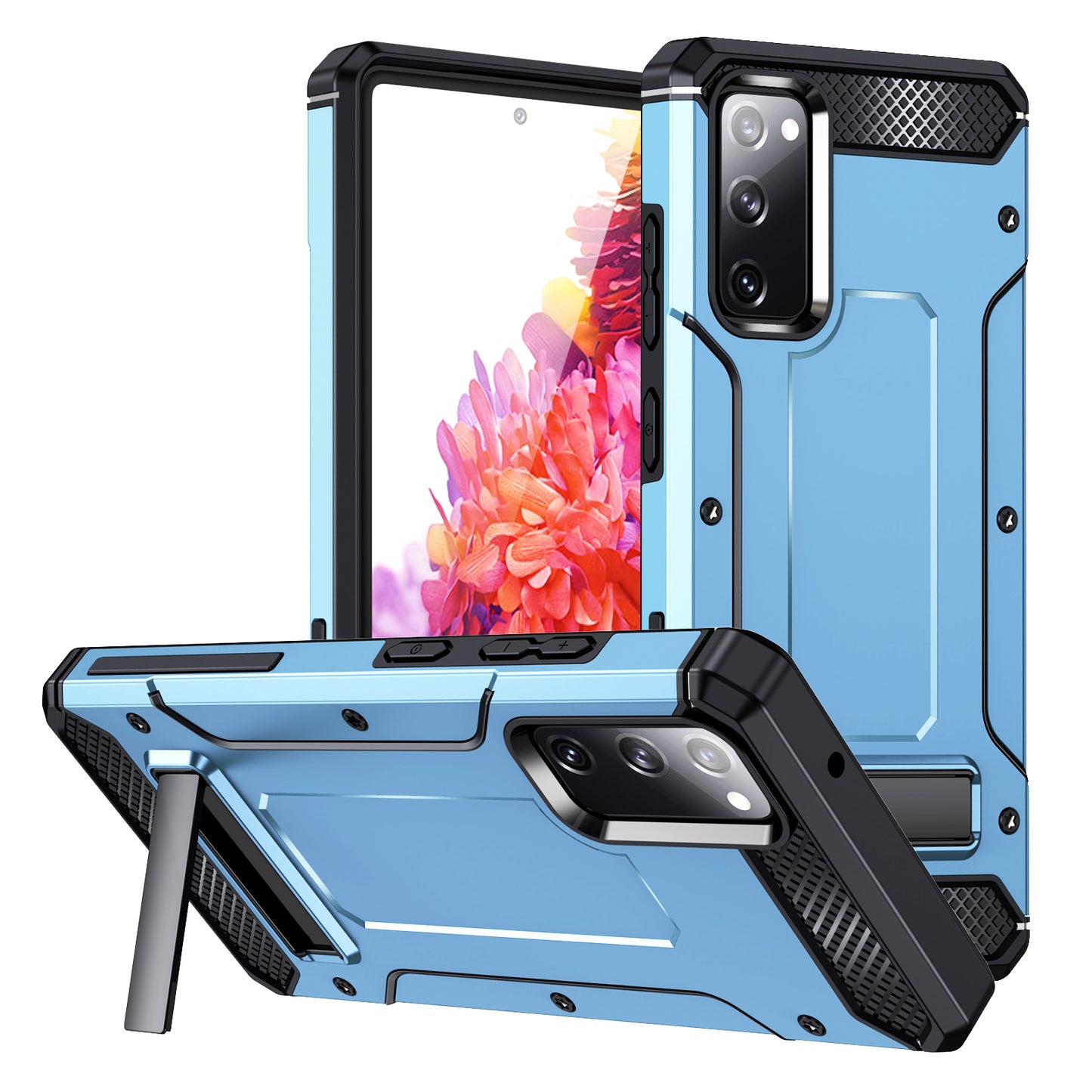 For Samsung Galaxy S20 FE / FE 5G / FE 2022 / S20 Lite Kickstand Case TPU+PC Dual Layer Protection Anti-drop Phone Cover