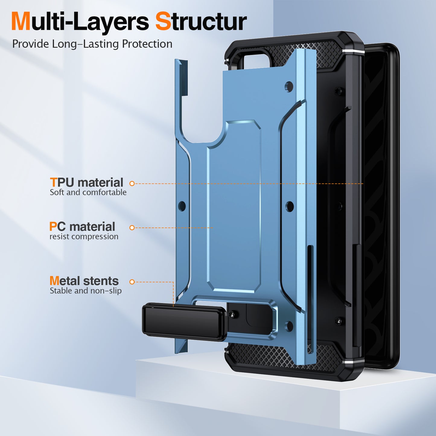 For Samsung Galaxy S20 FE / FE 5G / FE 2022 / S20 Lite Kickstand Case TPU+PC Dual Layer Protection Anti-drop Phone Cover