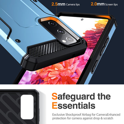 For Samsung Galaxy S20 FE / FE 5G / FE 2022 / S20 Lite Kickstand Case TPU+PC Dual Layer Protection Anti-drop Phone Cover
