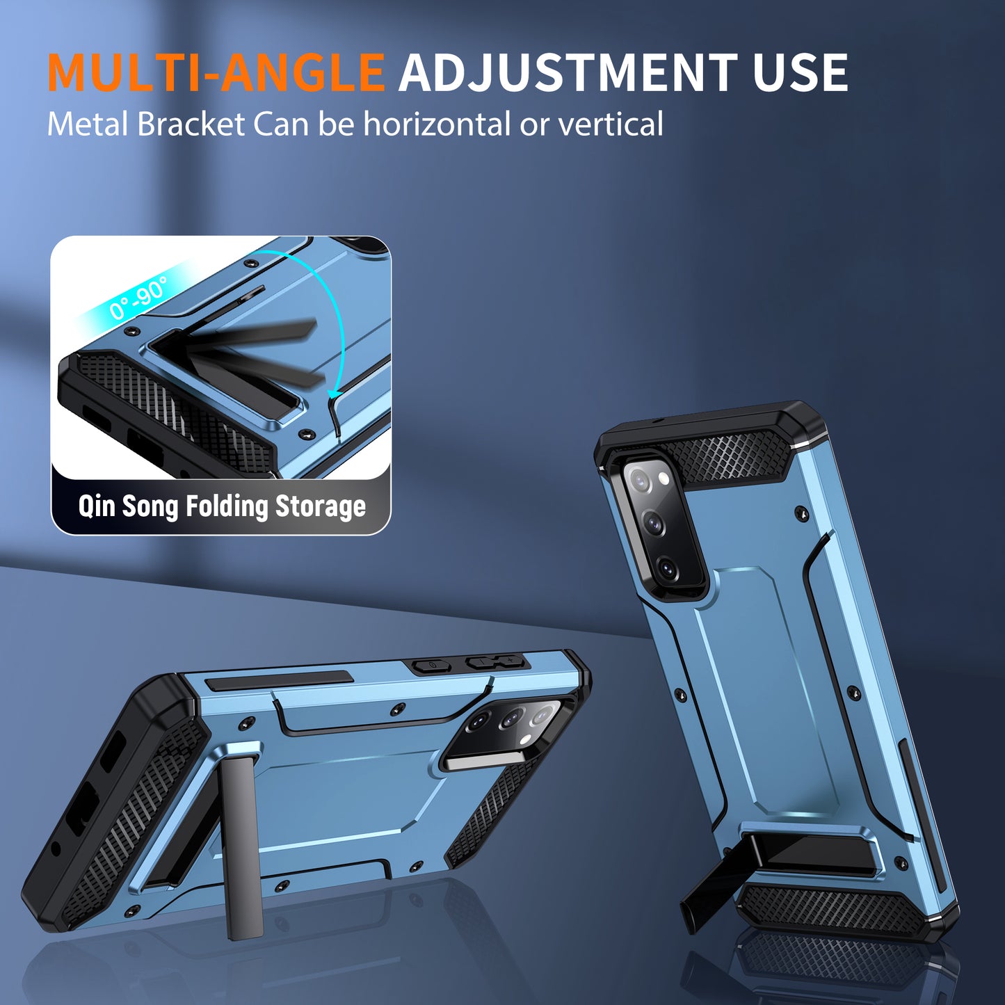 For Samsung Galaxy S20 FE / FE 5G / FE 2022 / S20 Lite Kickstand Case TPU+PC Dual Layer Protection Anti-drop Phone Cover