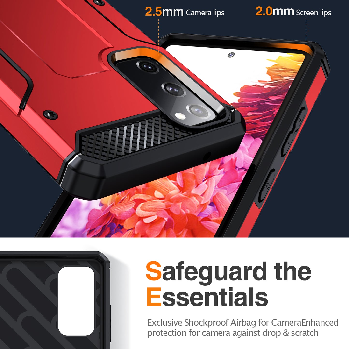 For Samsung Galaxy S20 FE / FE 5G / FE 2022 / S20 Lite Kickstand Case TPU+PC Dual Layer Protection Anti-drop Phone Cover