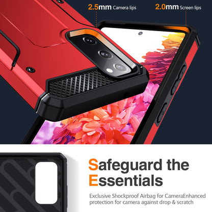 For Samsung Galaxy S20 FE / FE 5G / FE 2022 / S20 Lite Kickstand Case TPU+PC Dual Layer Protection Anti-drop Phone Cover