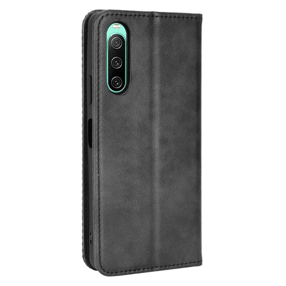 For Sony Xperia 10 V Retro PU Leather Phone Case Stand Wallet Magnetic Closure Phone Cover