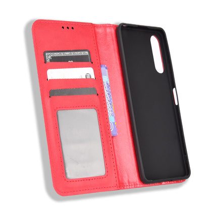 For Sony Xperia 10 V Retro PU Leather Phone Case Stand Wallet Magnetic Closure Phone Cover
