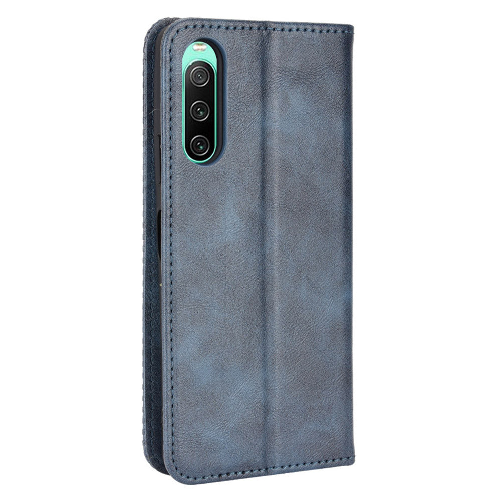 For Sony Xperia 10 V Retro PU Leather Phone Case Stand Wallet Magnetic Closure Phone Cover