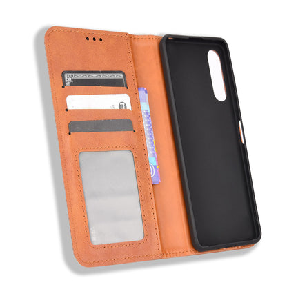 For Sony Xperia 10 V Retro PU Leather Phone Case Stand Wallet Magnetic Closure Phone Cover