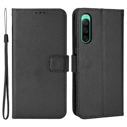For Sony Xperia 10 V Stand Wallet Phone Case Diamond Texture PU Leather + TPU Phone Cover