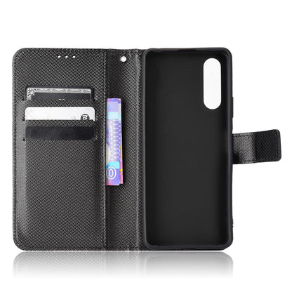 For Sony Xperia 10 V Stand Wallet Phone Case Diamond Texture PU Leather + TPU Phone Cover