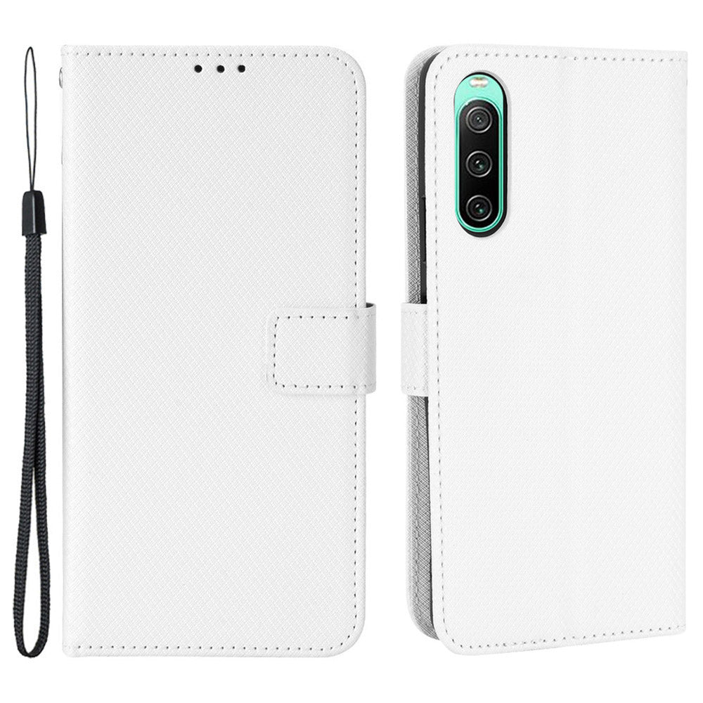 For Sony Xperia 10 V Stand Wallet Phone Case Diamond Texture PU Leather + TPU Phone Cover