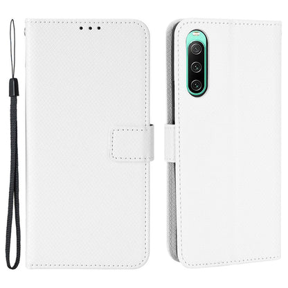 For Sony Xperia 10 V Stand Wallet Phone Case Diamond Texture PU Leather + TPU Phone Cover