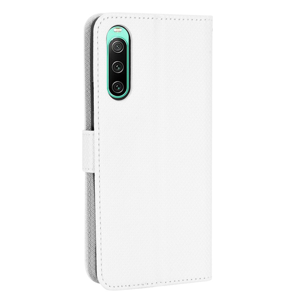For Sony Xperia 10 V Stand Wallet Phone Case Diamond Texture PU Leather + TPU Phone Cover