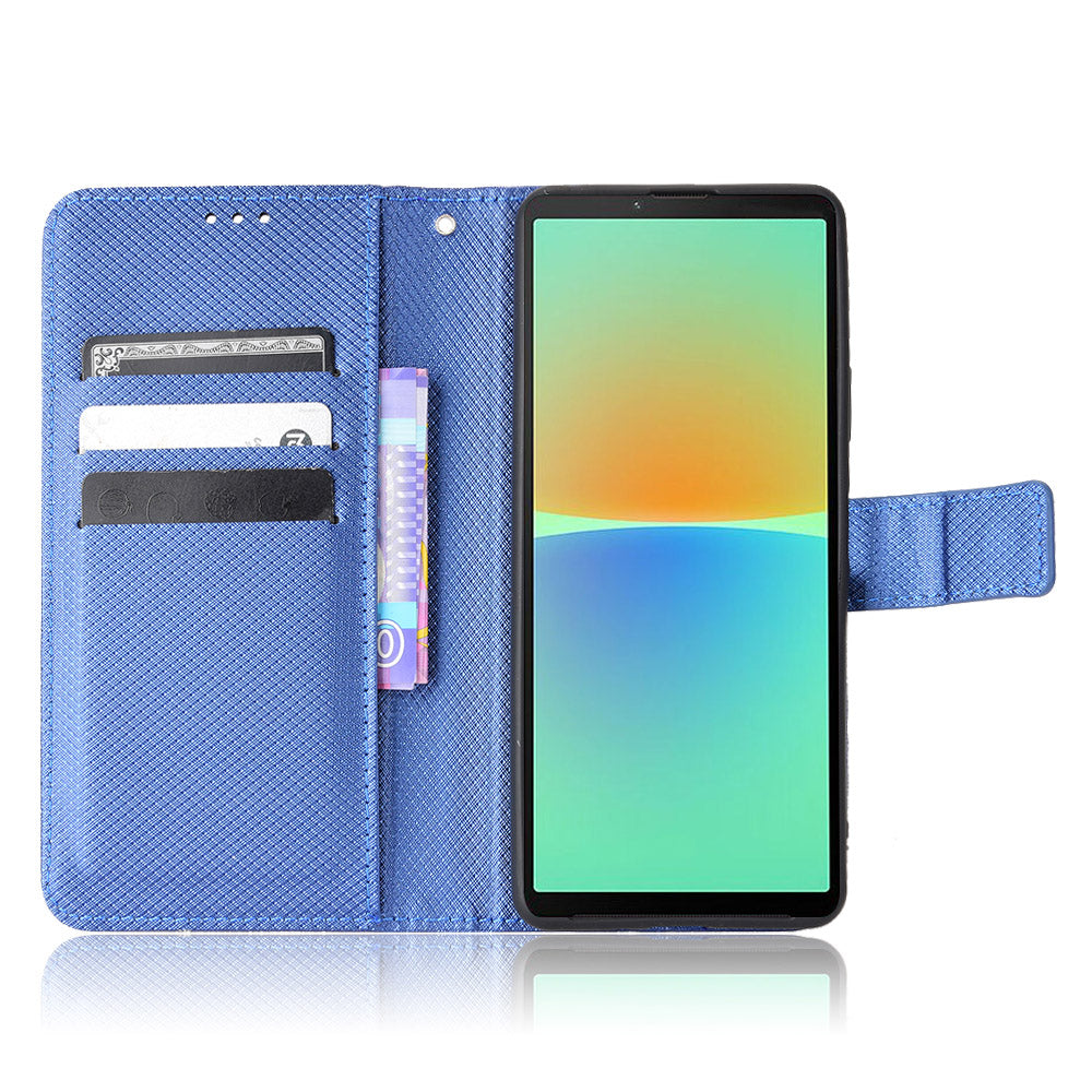 For Sony Xperia 10 V Stand Wallet Phone Case Diamond Texture PU Leather + TPU Phone Cover