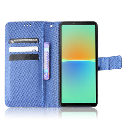 For Sony Xperia 10 V Stand Wallet Phone Case Diamond Texture PU Leather + TPU Phone Cover