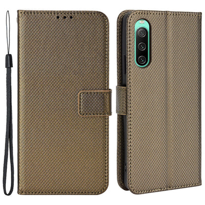 For Sony Xperia 10 V Stand Wallet Phone Case Diamond Texture PU Leather + TPU Phone Cover