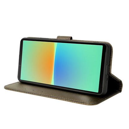 For Sony Xperia 10 V Stand Wallet Phone Case Diamond Texture PU Leather + TPU Phone Cover