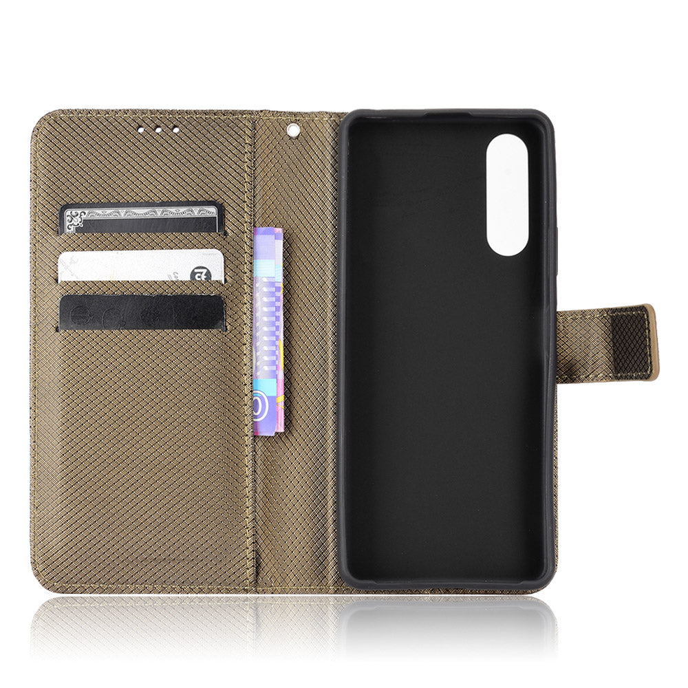 For Sony Xperia 10 V Stand Wallet Phone Case Diamond Texture PU Leather + TPU Phone Cover