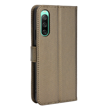 For Sony Xperia 10 V Stand Wallet Phone Case Diamond Texture PU Leather + TPU Phone Cover
