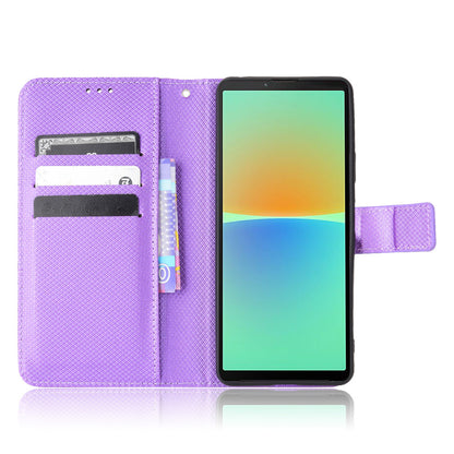 For Sony Xperia 10 V Stand Wallet Phone Case Diamond Texture PU Leather + TPU Phone Cover