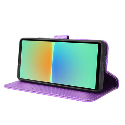 For Sony Xperia 10 V Stand Wallet Phone Case Diamond Texture PU Leather + TPU Phone Cover