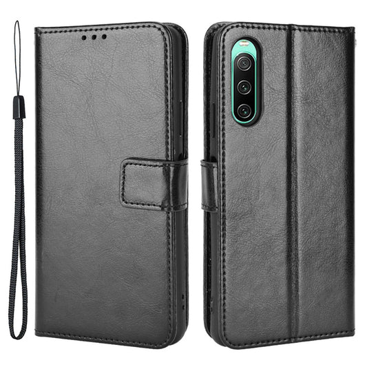 For Sony Xperia 10 V Full Protection PU Leather Phone Case Crazy Horse Texture Stand Wallet Cover