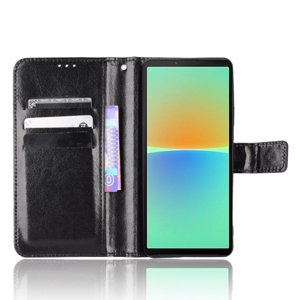For Sony Xperia 10 V Full Protection PU Leather Phone Case Crazy Horse Texture Stand Wallet Cover