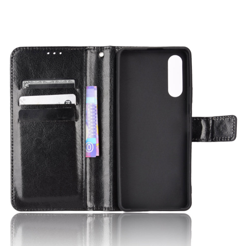 For Sony Xperia 10 V Full Protection PU Leather Phone Case Crazy Horse Texture Stand Wallet Cover