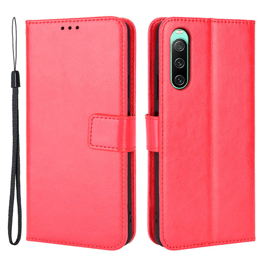 For Sony Xperia 10 V Full Protection PU Leather Phone Case Crazy Horse Texture Stand Wallet Cover
