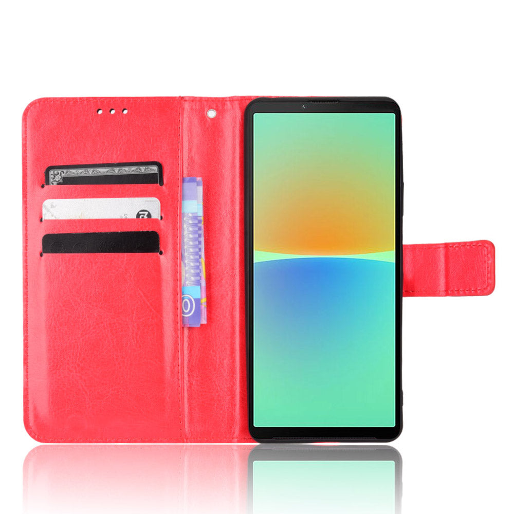For Sony Xperia 10 V Full Protection PU Leather Phone Case Crazy Horse Texture Stand Wallet Cover