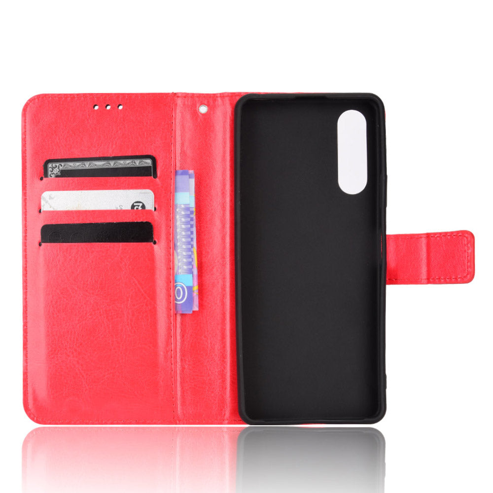 For Sony Xperia 10 V Full Protection PU Leather Phone Case Crazy Horse Texture Stand Wallet Cover