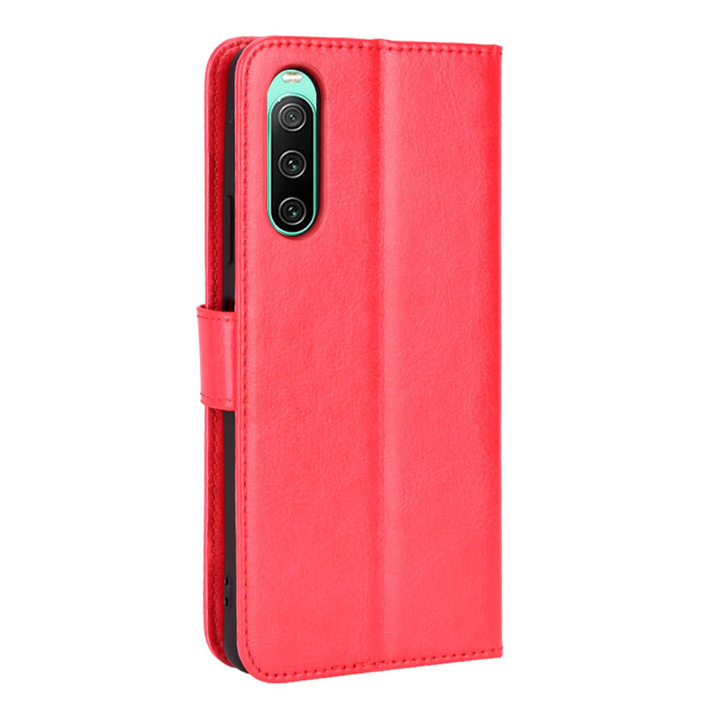For Sony Xperia 10 V Full Protection PU Leather Phone Case Crazy Horse Texture Stand Wallet Cover