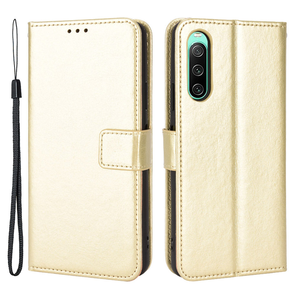 For Sony Xperia 10 V Full Protection PU Leather Phone Case Crazy Horse Texture Stand Wallet Cover