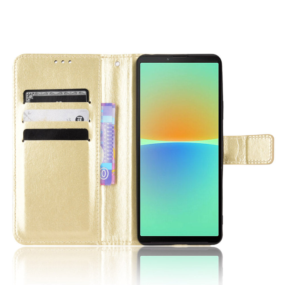 For Sony Xperia 10 V Full Protection PU Leather Phone Case Crazy Horse Texture Stand Wallet Cover