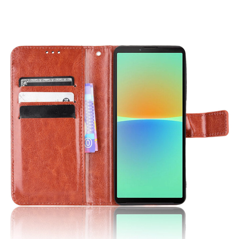 For Sony Xperia 10 V Full Protection PU Leather Phone Case Crazy Horse Texture Stand Wallet Cover
