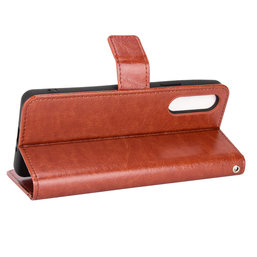 For Sony Xperia 10 V Full Protection PU Leather Phone Case Crazy Horse Texture Stand Wallet Cover