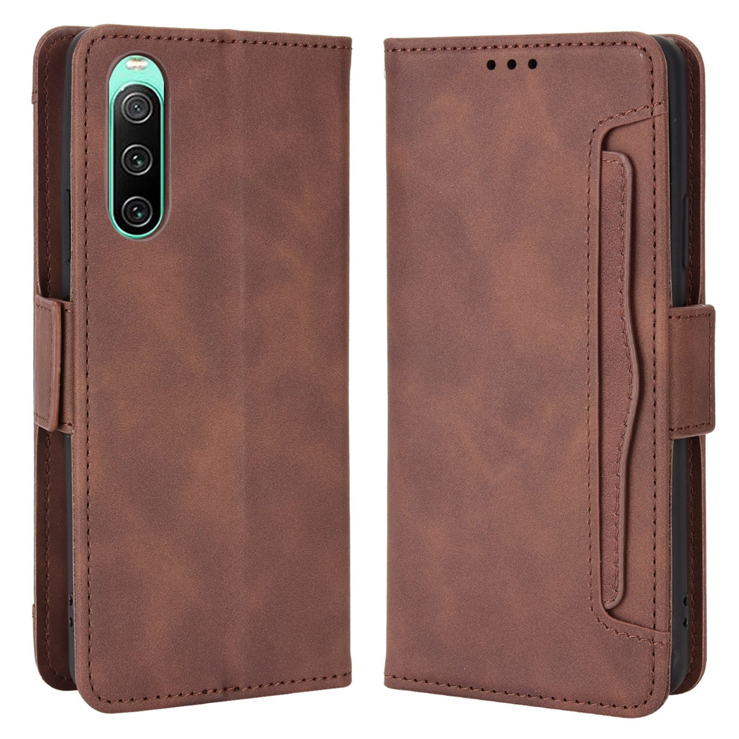 Multiple Card Slots Leather Case for Sony Xperia 10 V , Wallet Stand Protective Phone Cover