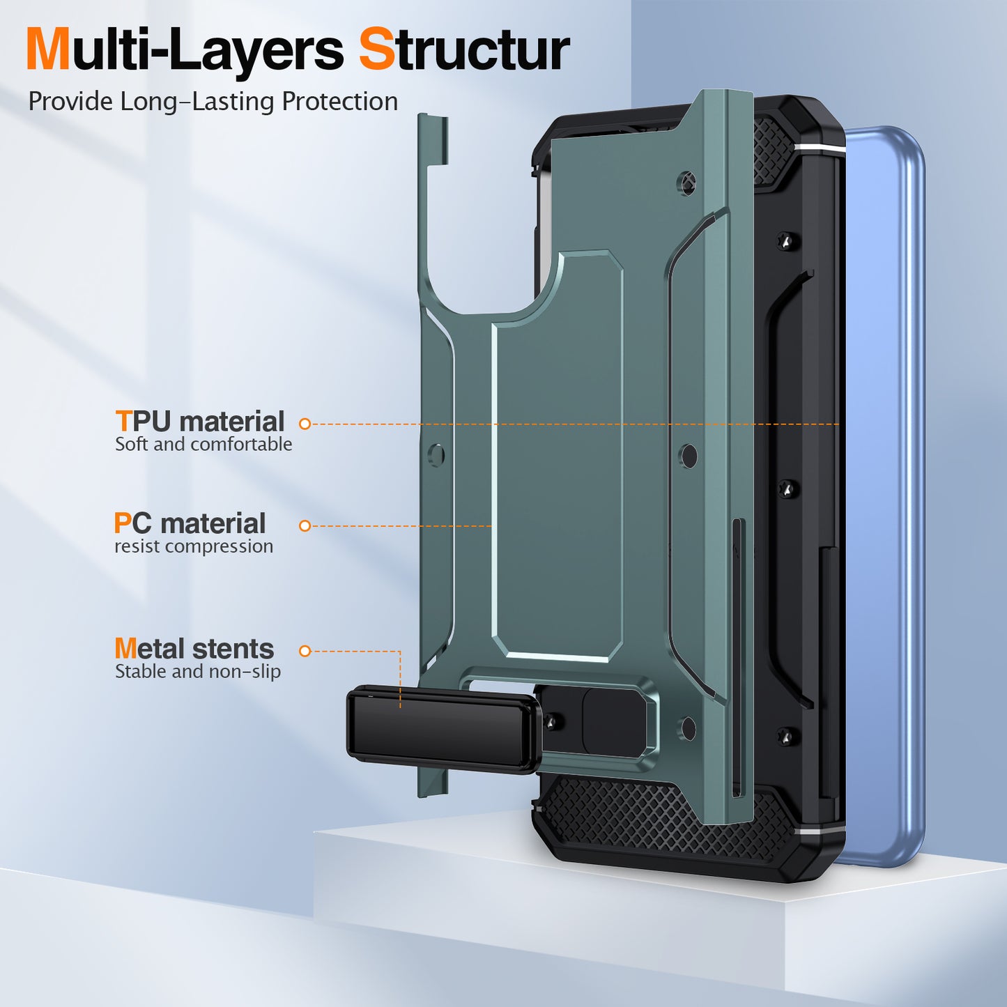 For Samsung Galaxy A23 4G / A23 5G (Global Version) / A13 4G / A13 5G / M13 5G / A04 4G / A04s 4G / A32 5G / M32 5G TPU+PC Phone Cover Kickstand Case