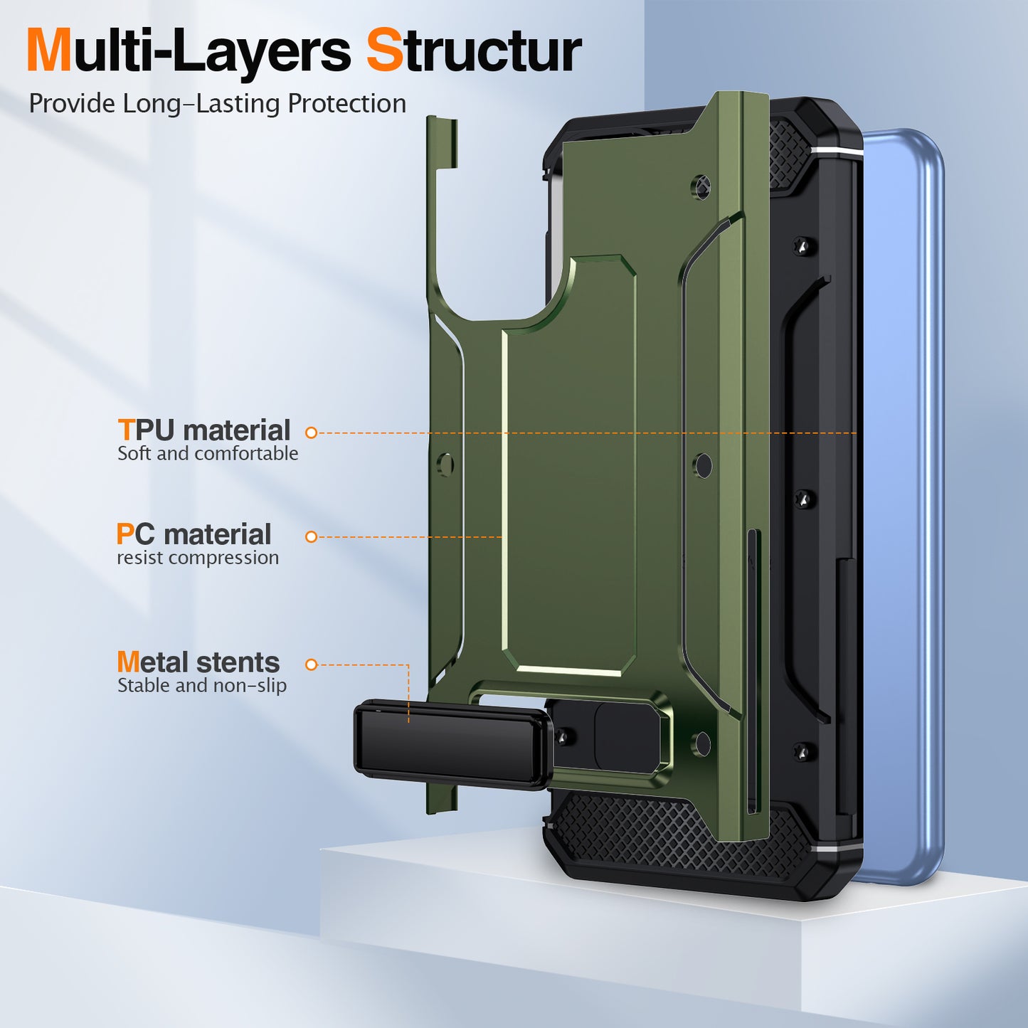 For Samsung Galaxy A23 4G / A23 5G (Global Version) / A13 4G / A13 5G / M13 5G / A04 4G / A04s 4G / A32 5G / M32 5G TPU+PC Phone Cover Kickstand Case